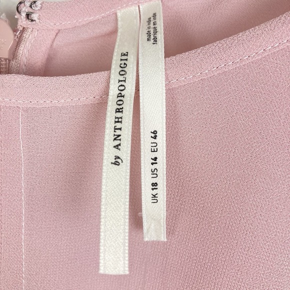 Anthropologie NWT Modern Sheer Midi Dress Violet Ice Pastel Pink Unlined sz 14 - Picture 3 of 11